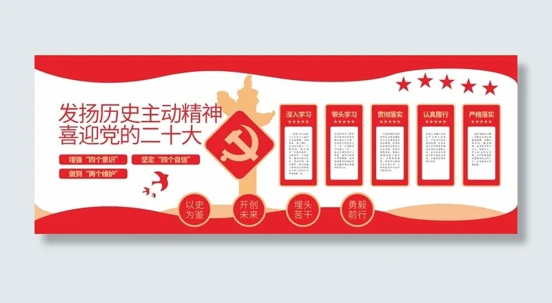 喜迎党的二十大奋进新征程党建文化墙cdr矢量模版下载