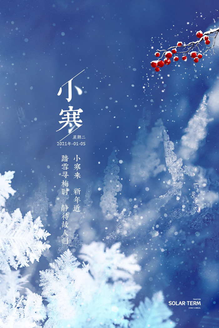 中国传统冬天小寒祝福24二十四节气节日宣传活动海报