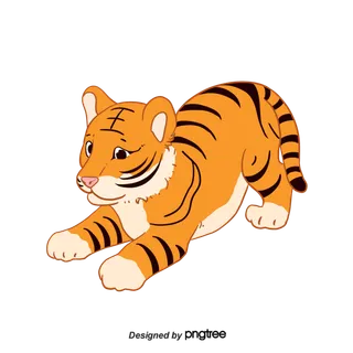 卡通小老虎PNG免抠插画素材可爱动物老虎插画贴图PNG免抠设计素材