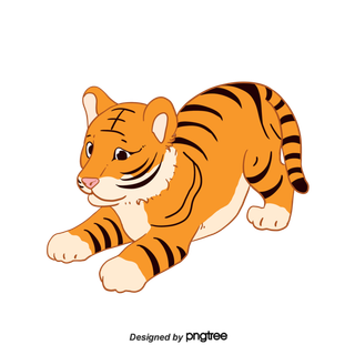 卡通小老虎PNG免抠插画素材可爱动物老虎插画贴图PNG免抠设计素材