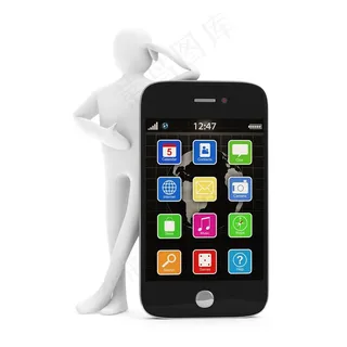 3D小人与智能手机图片