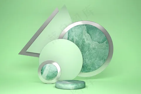 浅绿创意时尚简约3D展台背景