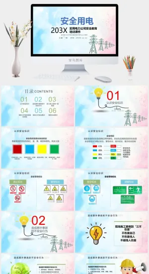 安全用电PPT宣传模板预览图