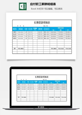 应付职工薪酬明细表excel模板