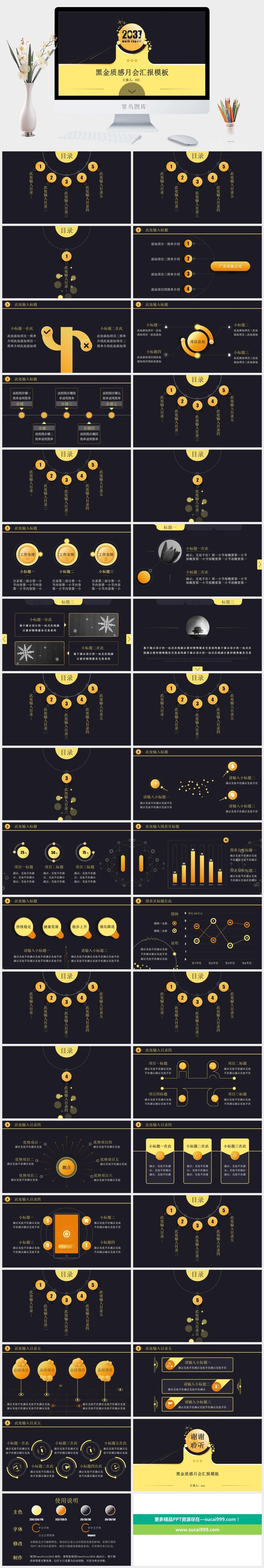 黑金质感部门月会报告PPT模板