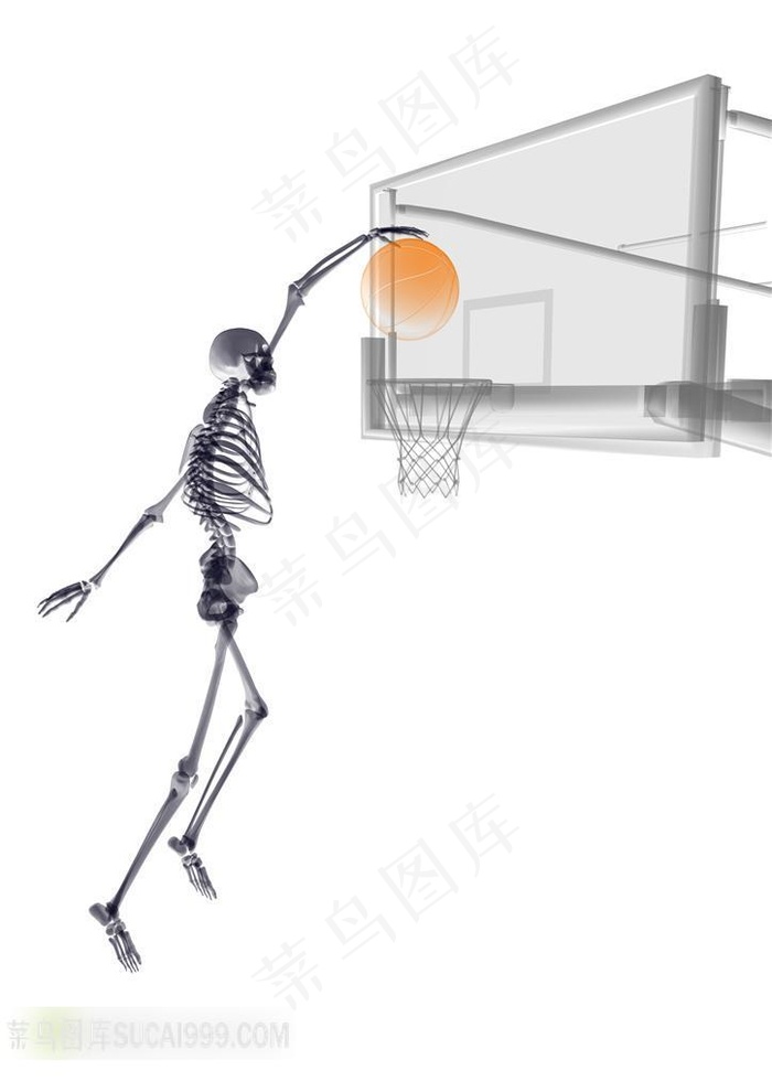 高清扣篮人体骨架素材