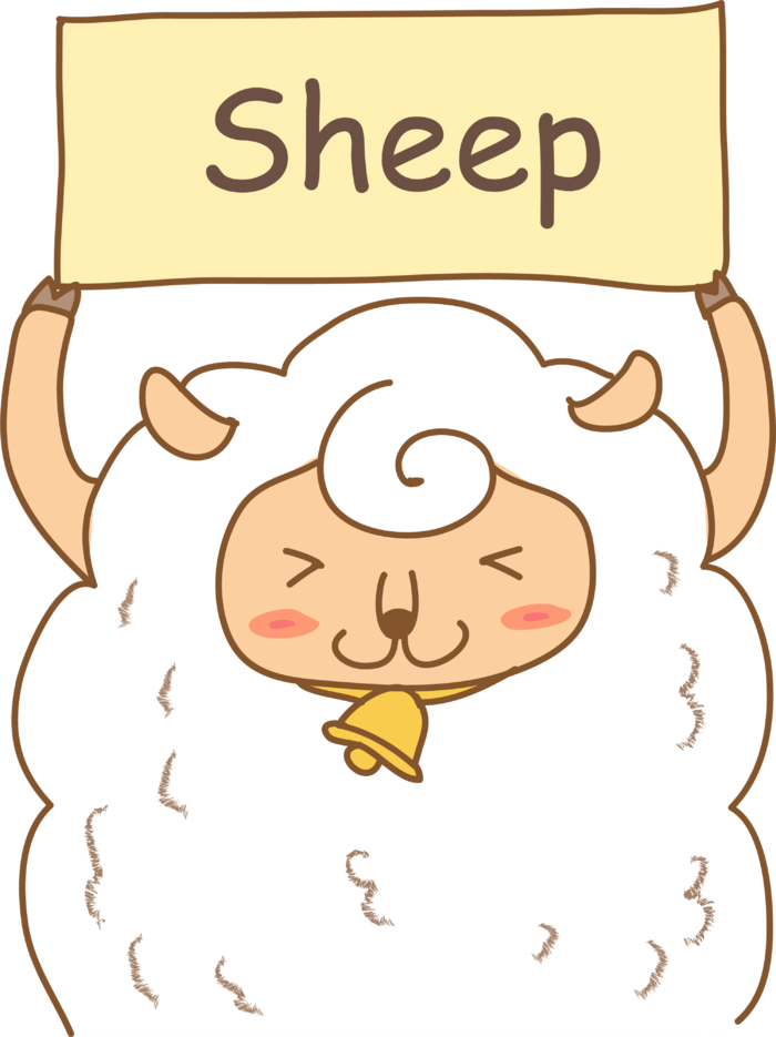 白绵羊 卡通 提示牌
