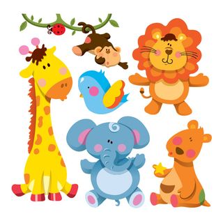 卡通长颈鹿狮子动物元素
