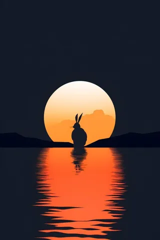 月光兔子极简扁平背景