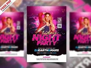 时尚音乐派对玫红传单