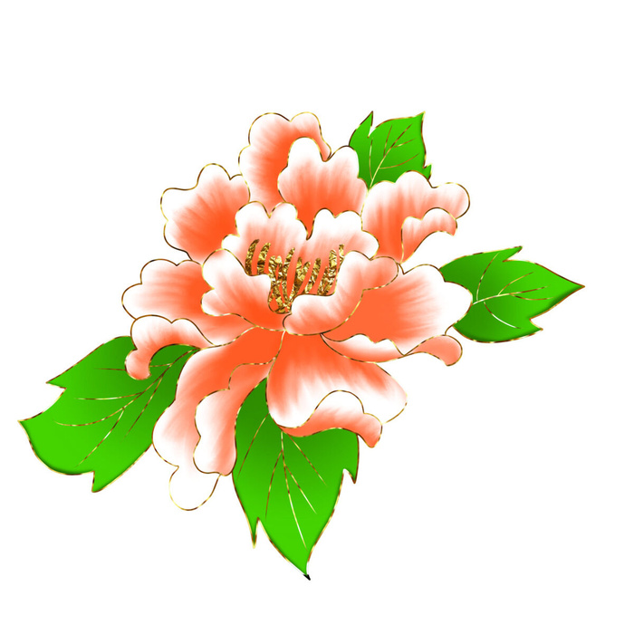 手绘国潮中国风古典牡丹花国花花卉装饰图案PSD设计素材psd模版下载