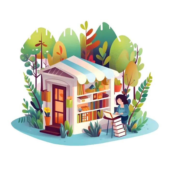 书店门口男孩免抠(1900x1900)