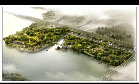 临江公园景观规划鸟瞰图