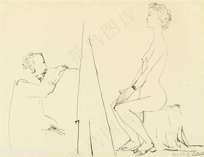 毕加索素描肖像艺术挂画