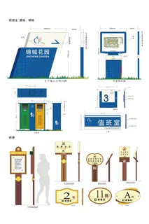 全套蓝色公寓导视牌设计