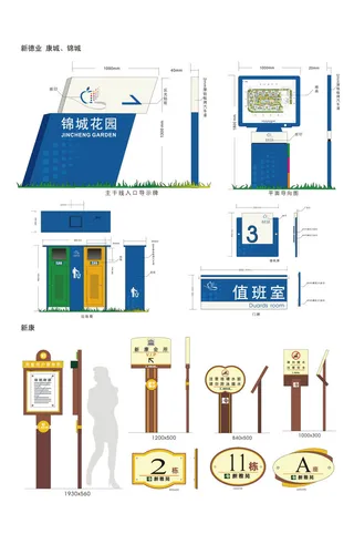 全套蓝色公寓导视牌设计
