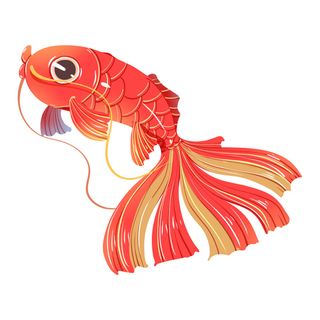 手绘烫金国潮中国风卡通锦鲤鱼金鱼插画装饰元素PSD设计素材