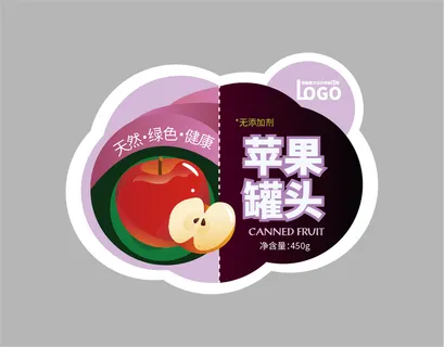 苹果水果罐头不干胶标签贴纸