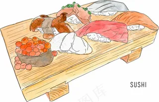 日本寿司 三文鱼蟹子 金枪鱼木板 鳗鱼