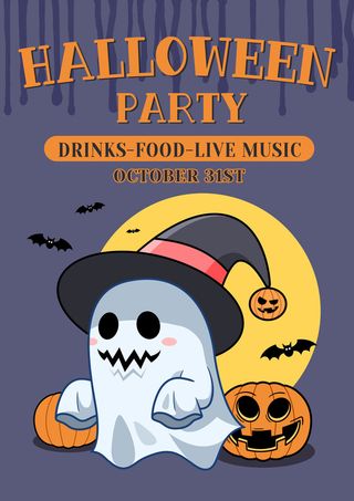 可爱卡通万圣节之夜派对传单海报