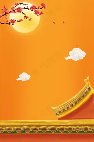 手绘小清新中国风背景中式海报