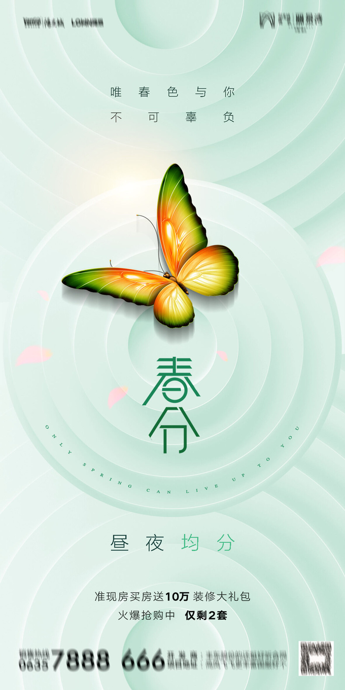 二十四24节气春分海报设计地产企业推广宣传插画节日psd素材模版psd模版下载