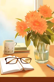 鲜花阳光书籍温馨唯美背景