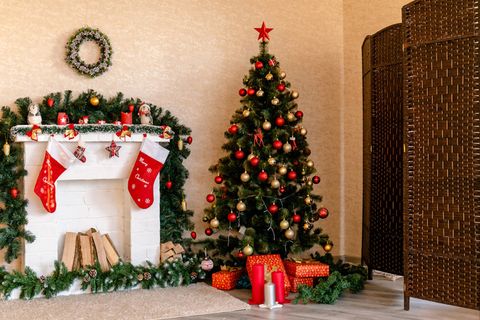 圣诞节圣诞壁炉圣诞树室内场景(77)