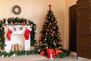 圣诞节圣诞壁炉圣诞树室内场景(77)
