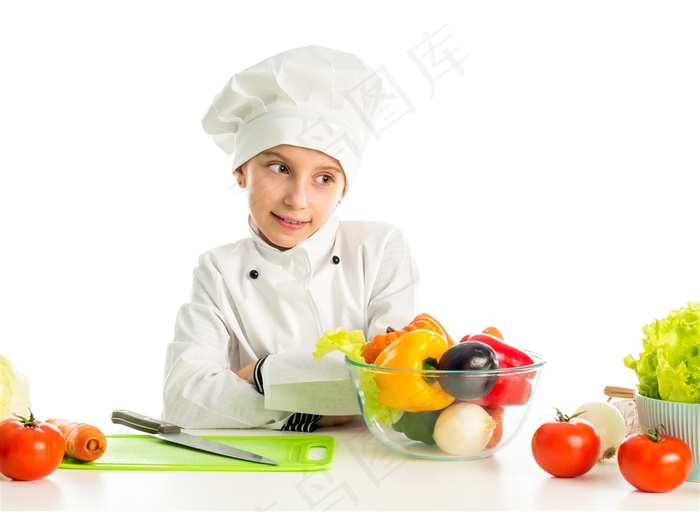 蔬菜与小朋友摄影高清图片