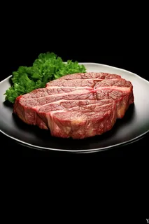 生牛排蔬菜摆盘摄影图