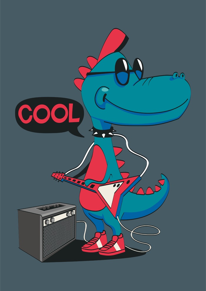 恐龙音乐会玩贝斯电吉他cool