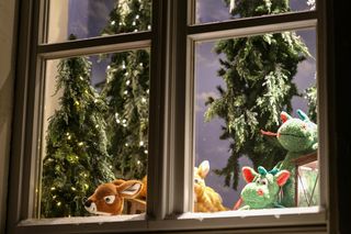 圣诞节装饰窗户门冬天新年装饰室内外场景(73)