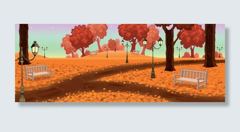 卡通枫叶风光eps,ai矢量模版下载