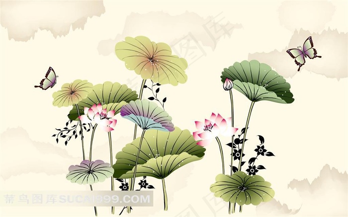 荷花蝴蝶素材图片