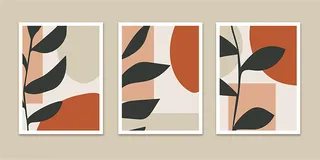 植物装饰画橙色焦糖色简约北欧时尚
