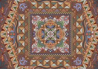 复古中式国潮风敦煌花纹装饰图案花卉藻井肌理圆形边框素材