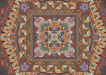 复古中式国潮风敦煌花纹装饰图案花卉藻井肌理圆形边框素材 复古中式国潮风敦煌花纹装饰图案花卉藻井肌理圆形边框素材