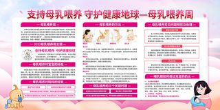 粉色母乳喂养日展板