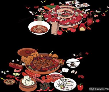 手绘火锅元素