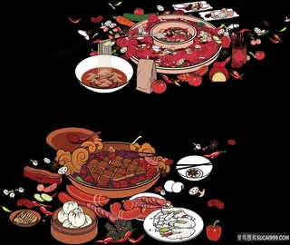 手绘火锅元素