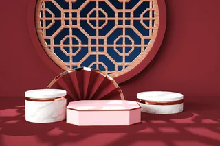 中国风古典喜庆C4D背景图3D国潮场景促销活动海报PSD设计素材模板