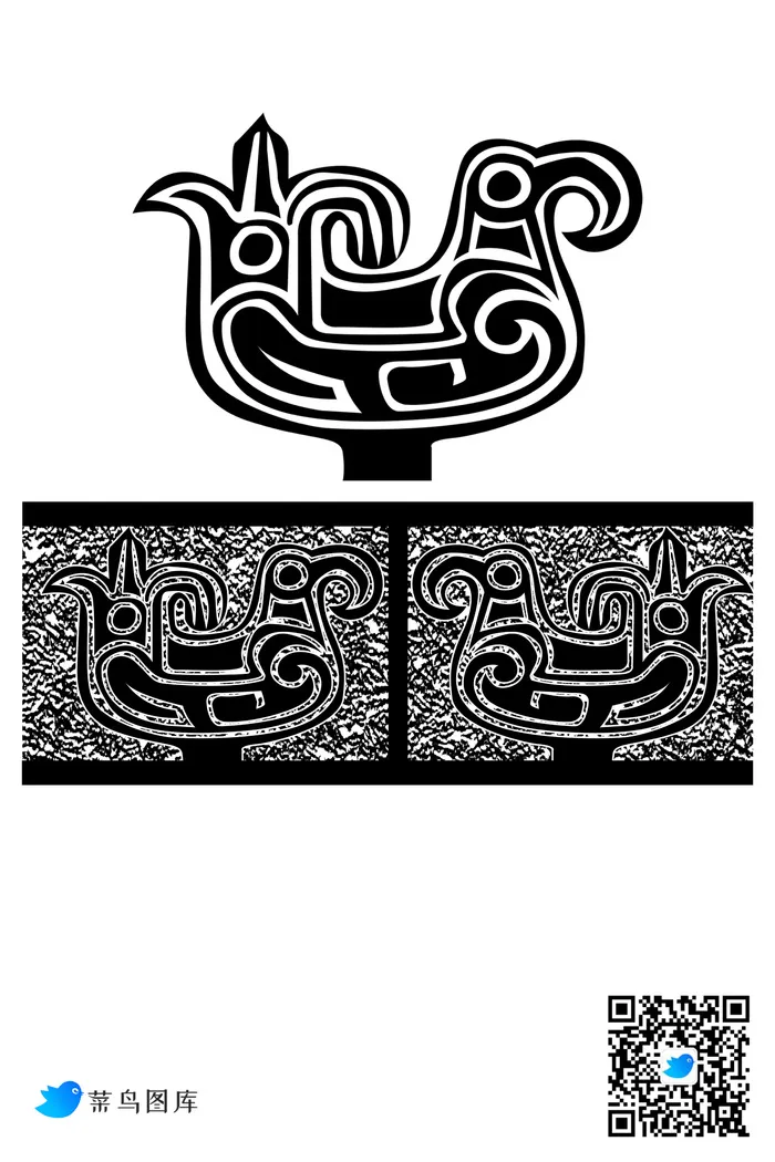 青铜纹样鸟纹psd模版下载
