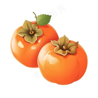 柿子水果秋卡通插画免抠