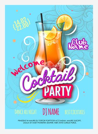 鸡尾酒设计海报矢量图
