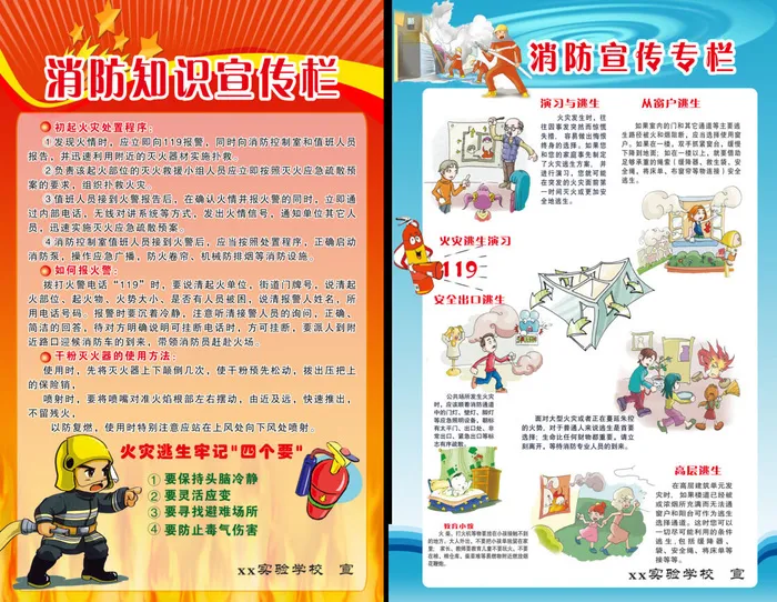 消防知识宣传栏psd模版下载