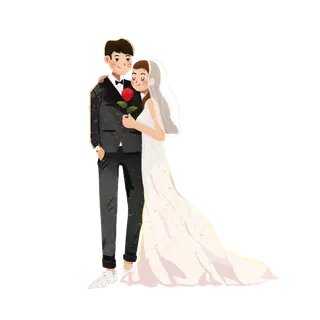 婚纱卡通人物婚礼白纱结婚婚纱摄影手绘