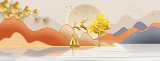 抽象麋鹿山水装饰画