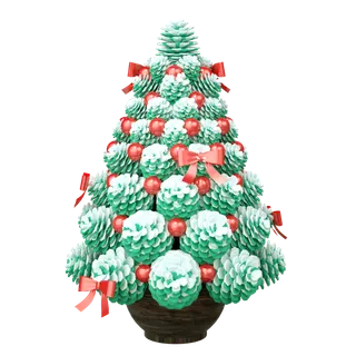 平安夜松枝树彩球装饰模型免抠素材