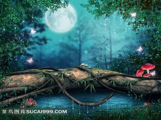 蘑菇蝴蝶原始森林